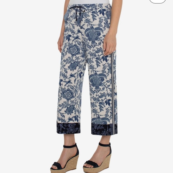 Liverpool Los Angeles Draw String Wide Leg Pull On Mid-Rise Pant M - Picture 5 of 10